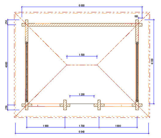 Схема крыши четырехскатной для беседки 6 на 4